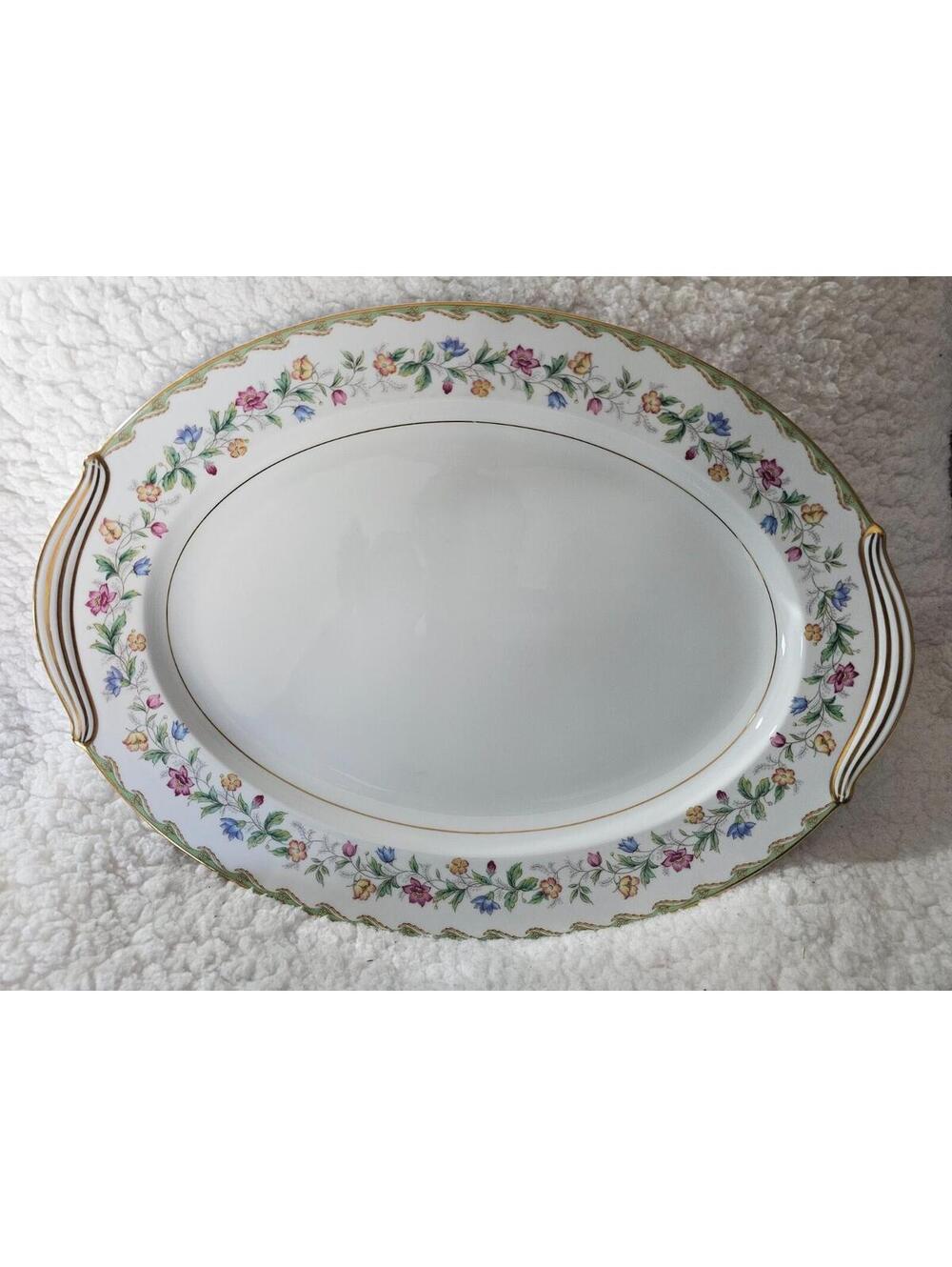 Vintage Noritake Elmhurst Platter Oval Floral Ceramic Porcelain Gold Trim 16.5"